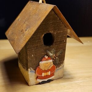 Rustic Santa Birdhouse Ornament